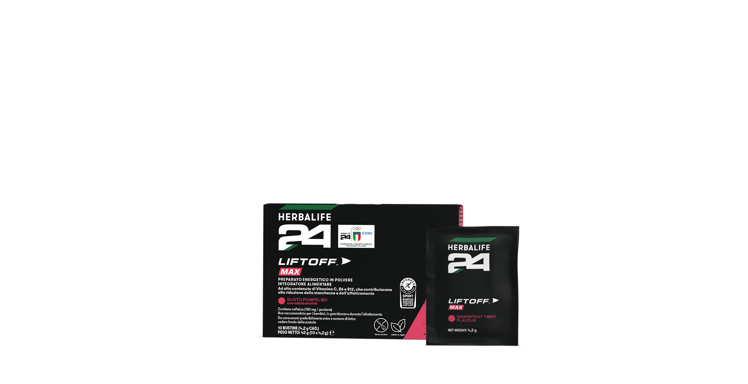 H24 LiftOff Max - gusto Pompelmo - 10 bustine – confezione ufficiale Herbalife Italia