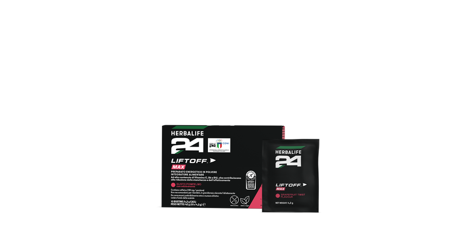 H24 LiftOff Max - gusto Pompelmo - 10 bustine – confezione ufficiale Herbalife Italia